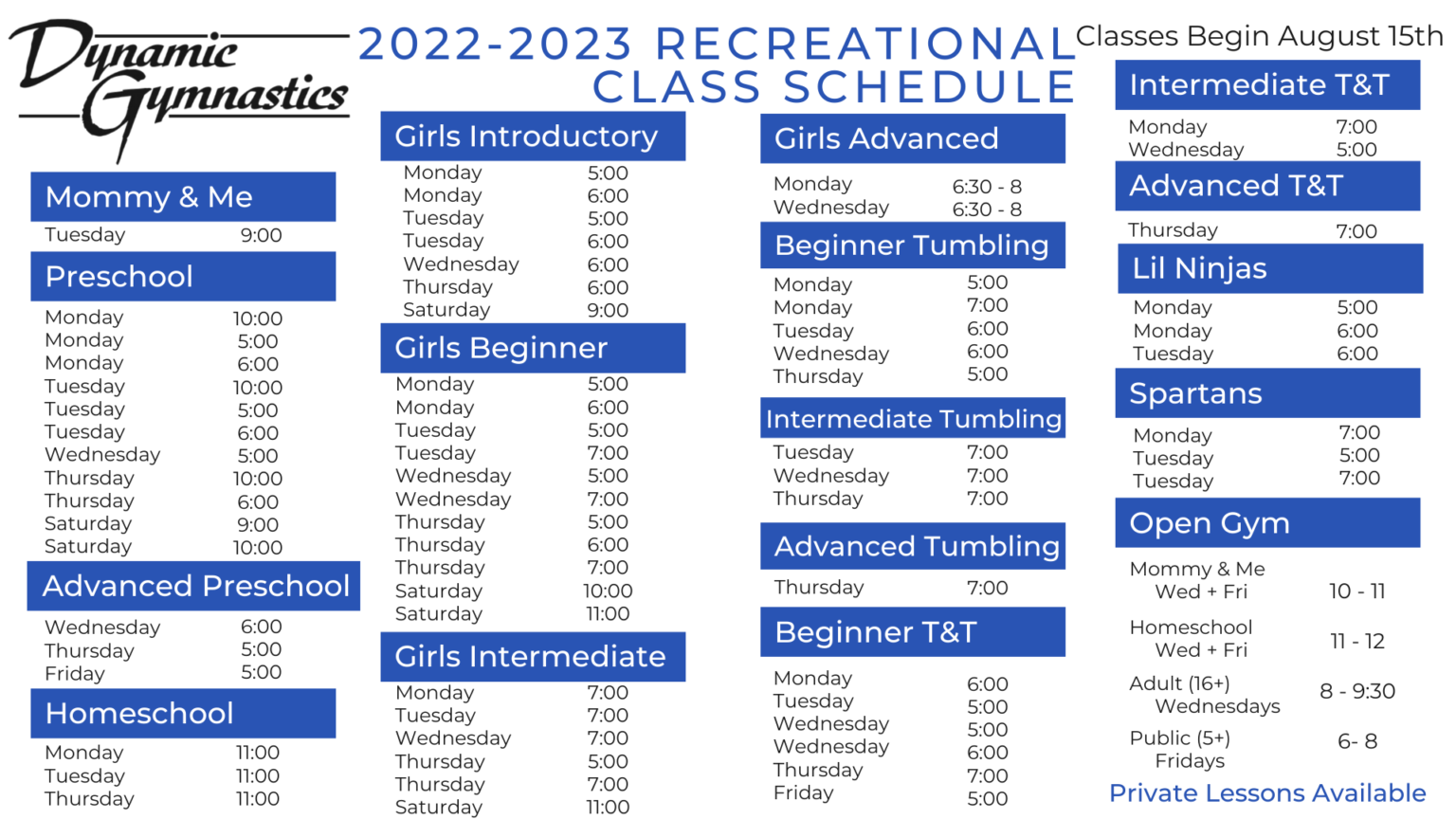 2022-2023-FallSpring-Recreational-Schedule | Dynamic Gymnastics